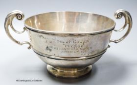 A late Victorian silver two handled presentation bowl, with Cowes, Isle of Wight related