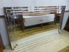 A contemporary plate glass framed rectangular wall mirror, W.184cm H.106cm