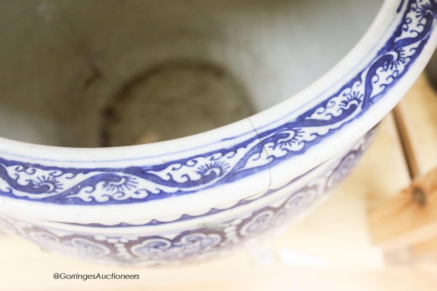 A 19th century Chinese blue and white jardiniere, height 34cm - Image 3 of 6