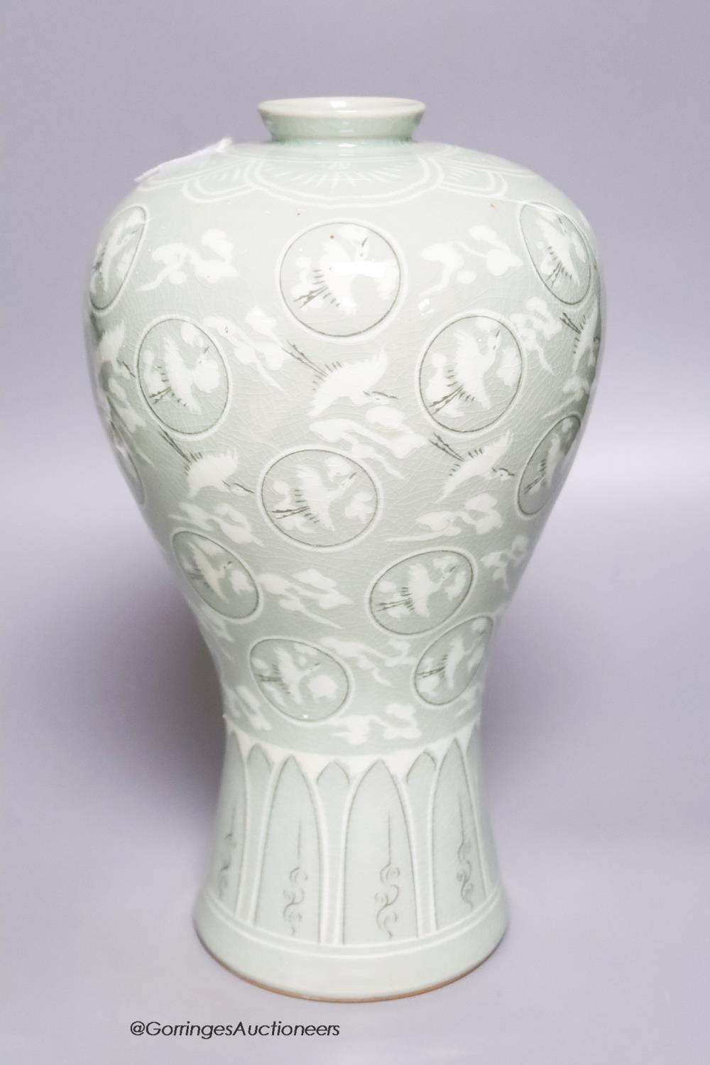 A large Korean celadon glazed baluster vase, height 31.5cm - Image 2 of 3