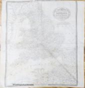 A Cruchley's New travelling map of England, 1832 printed on a handkerchief