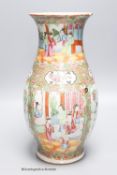 A large Chinese Cantonese baluster vase, 19th century, height 36cm