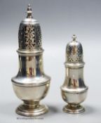 A George II silver baluster sugar caster, Samuel Wood, London, 1747, 61.2cm an earlier silver