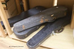 A 19th century Saxon cased violin and three others