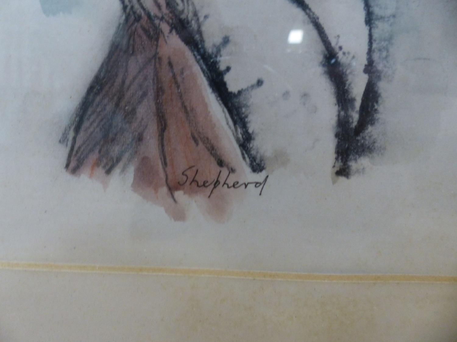 Sydney Horne Shepherd (1909-1993), charcoal and watercolour, Female nude, signed, 23 x 15cm - Image 3 of 4