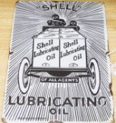 A Shell Lubricating Oil enamel sign, 43 x 31cm