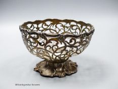 A William IV Scottish pierced silver pedestal bowl (lacking glass liner), Marshall & Sons,
