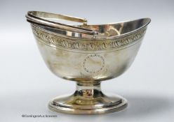 A George III engraved silver oval pedestal sugar basket, Charles Aldridge, London, 1797, length 13.