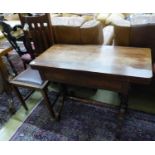 A Victorian rosewood rectangular folding card table, W.91cm D.45cm H.73cm, and an Arts and Crafts