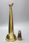 A Victorian mariner's brass amplifier, length 45cm and a Ross of London monocular