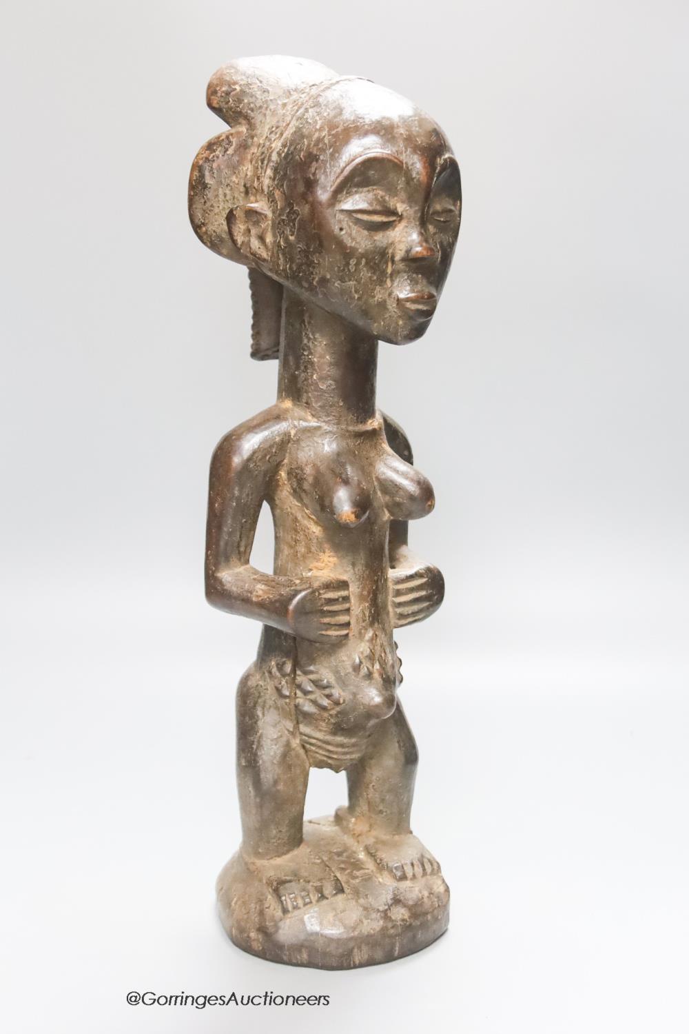 An African Luba tribal wood maternity figure, height 45cm - Image 2 of 3