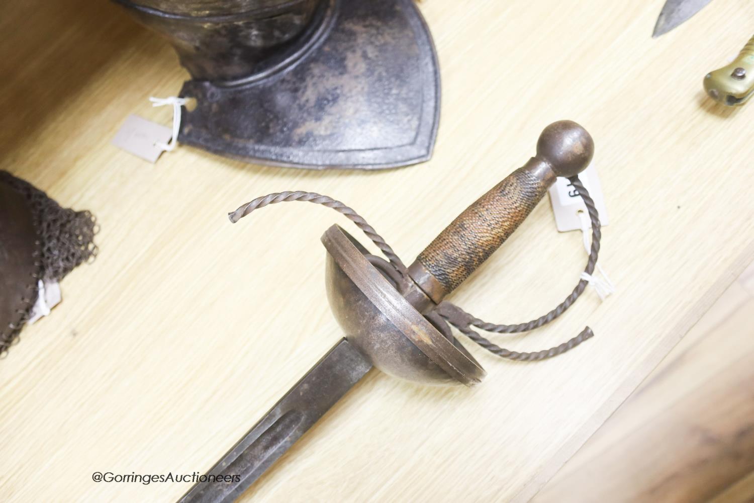 An 18th century style cup hilted sword, length 102cm - Image 2 of 5