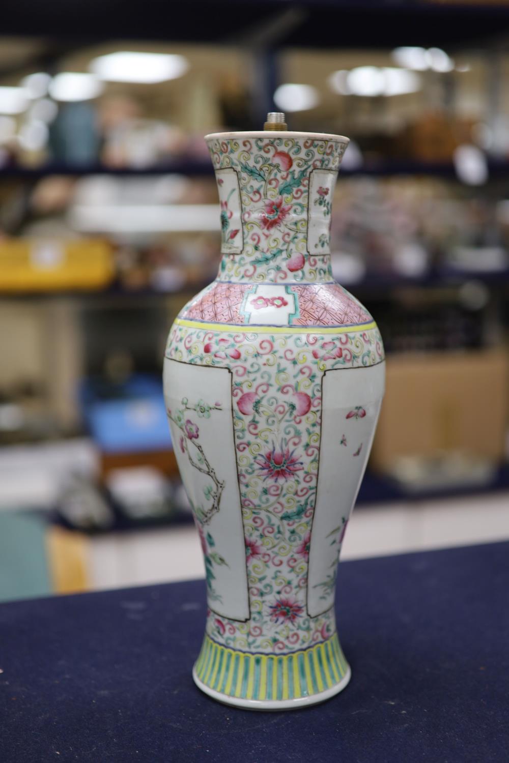 A pair of 19th century Chinese famille rose vases- ex lamp bases, height 31.5cm - Image 11 of 16