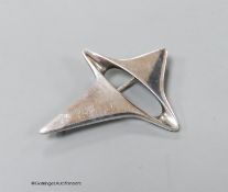 A Georg Jensen sterling abstract brooch, design no. 339, 57mm.