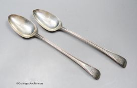 A pair of George III silver Old English thread pattern basting spoons, Smith & Fearn, London, 1793,