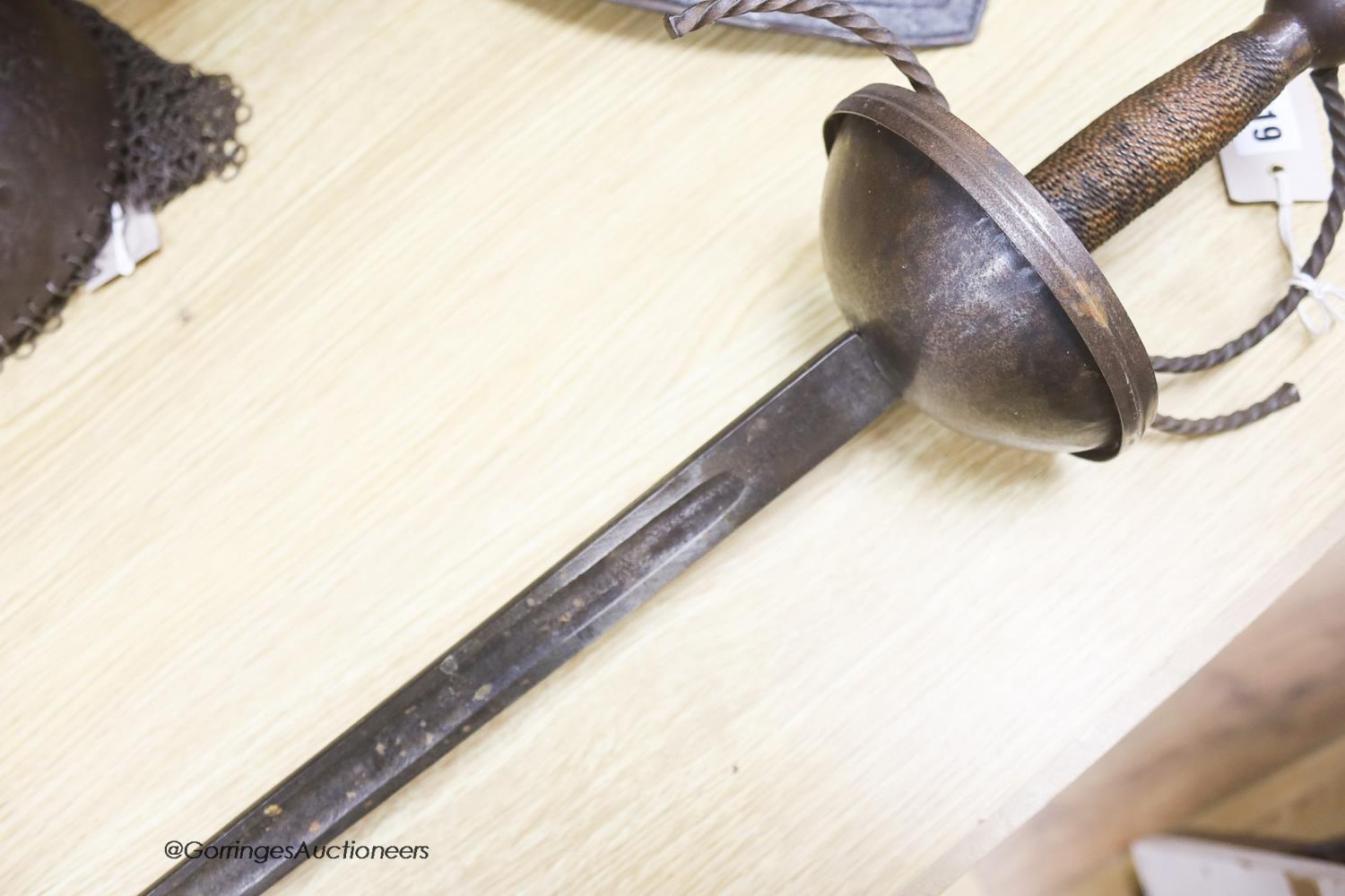 An 18th century style cup hilted sword, length 102cm - Image 3 of 5