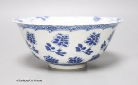 A Chinese blue and white bowl, diameter 20cm