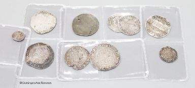 British hammered coinage -To include a Commonwealth penny 1649, two Charles I shillings, m.m. tun