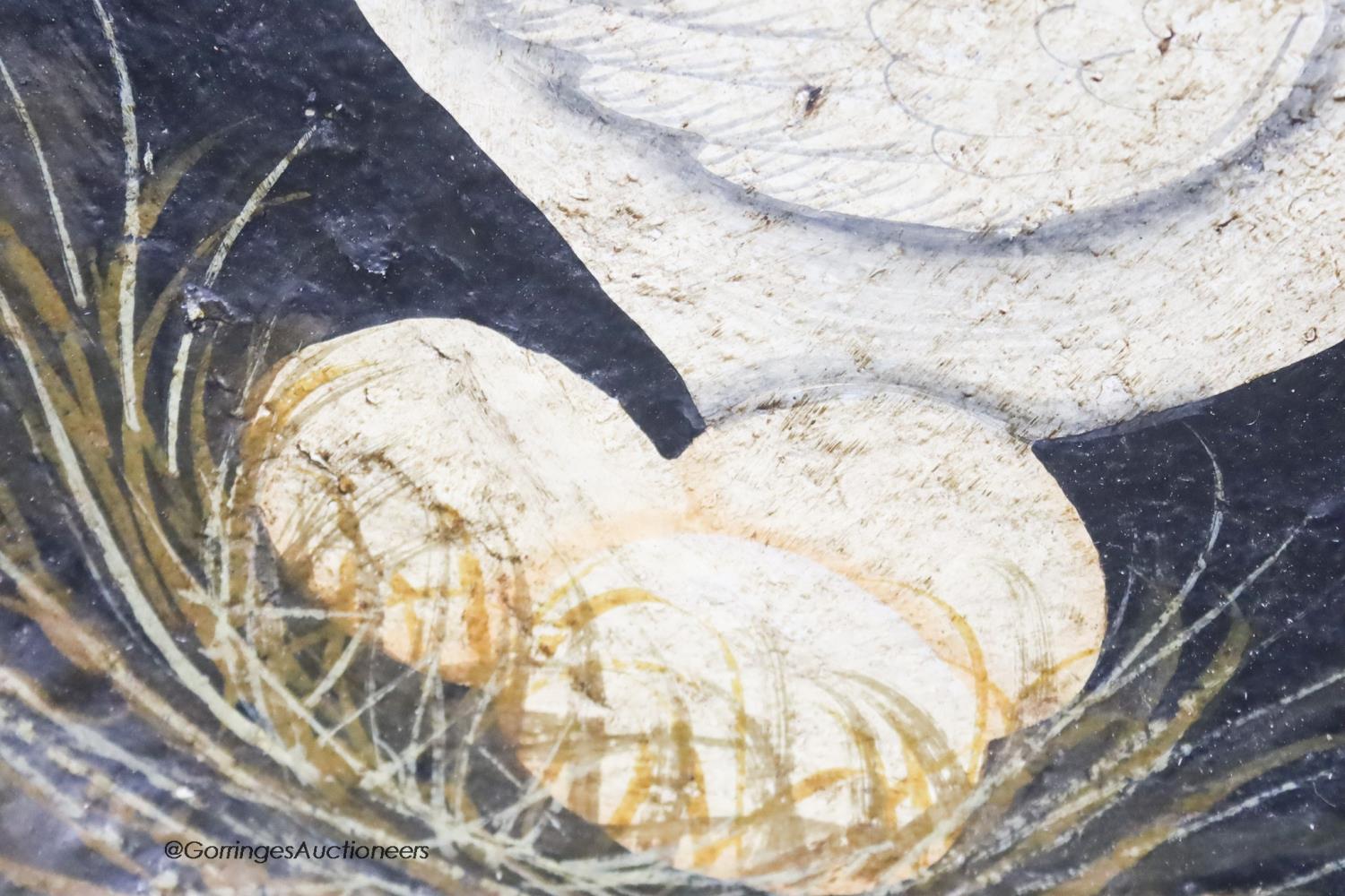 A papier mache dish with a painted interior of a chicken and eggs, diameter 52cm - Image 4 of 5