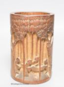 A Chinese bamboo brush pot, height 17cm