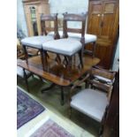 A Regency mahogany tilt top dining table, together with a harlequin set of ten Regency mahogany