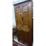 A George III mahogany four door standing corner cabinet, W.90cm D.48cm H.190cm