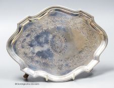 A George III silver shaped oval teapot stand, Charles Hougham, London, 1791, 20.4cm, 6oz.