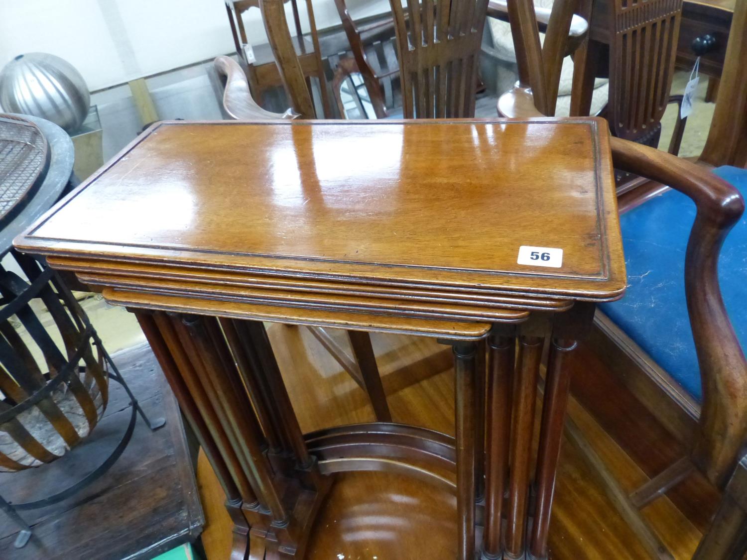 A quartetto of Edwardian rectangular mahogany tea tables, W.54cm D.28cm H.77cm - Image 2 of 2