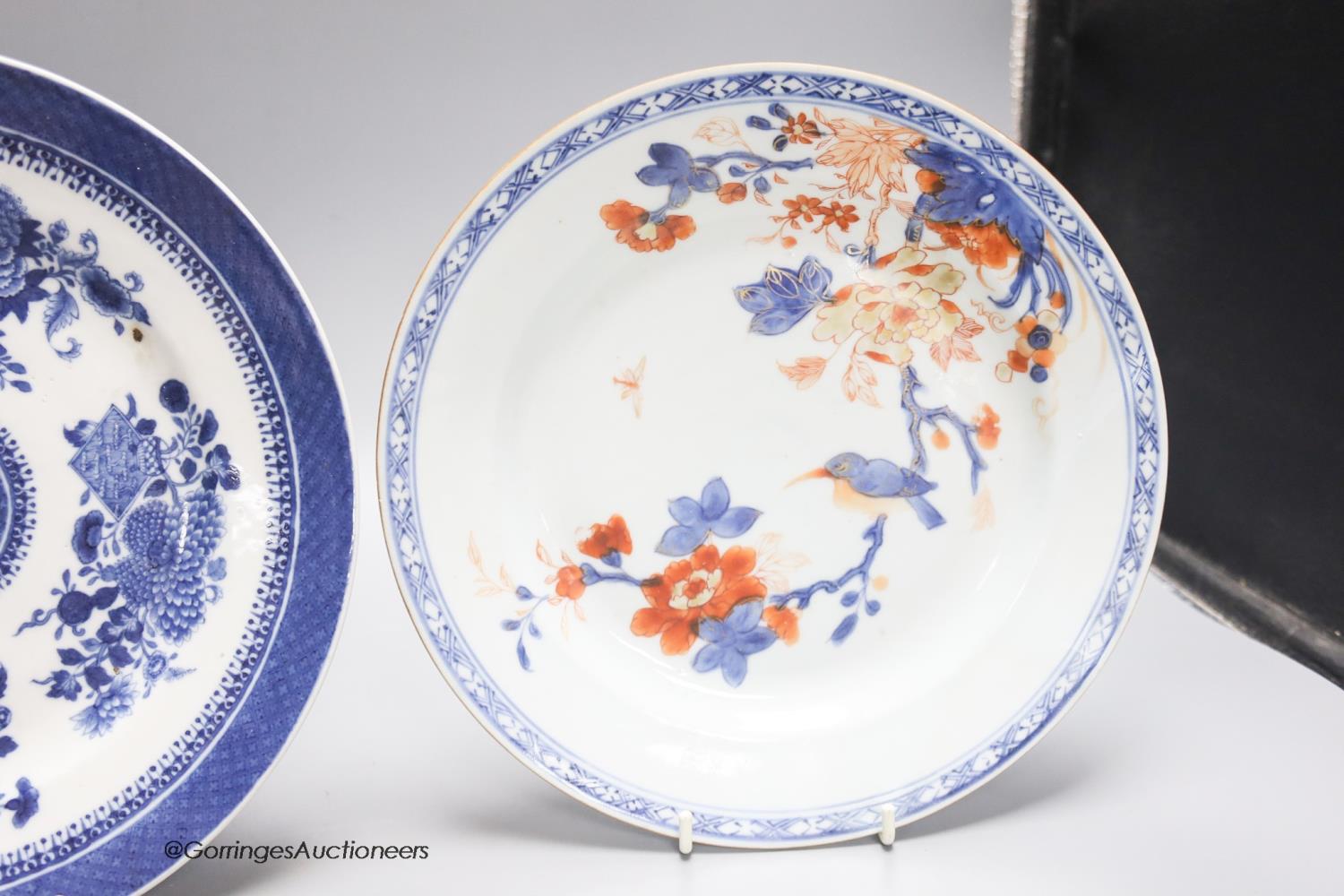 Three Chinese porcelain plates, The largest 24.5 cm - Image 5 of 8