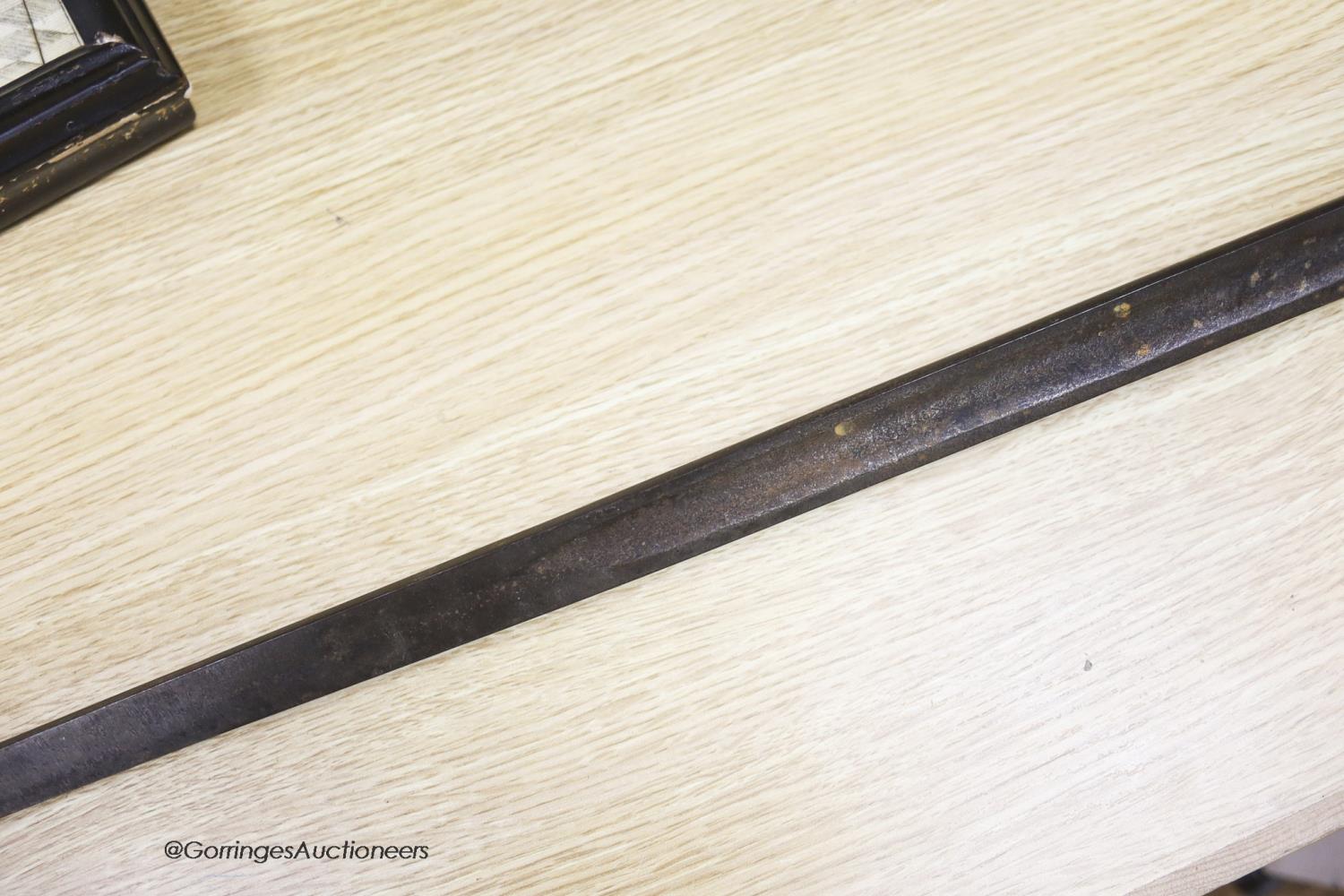 An 18th century style cup hilted sword, length 102cm - Image 4 of 5
