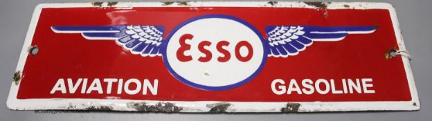 An Esso Aviation Gasoline enamel sign, 14 x 43cm