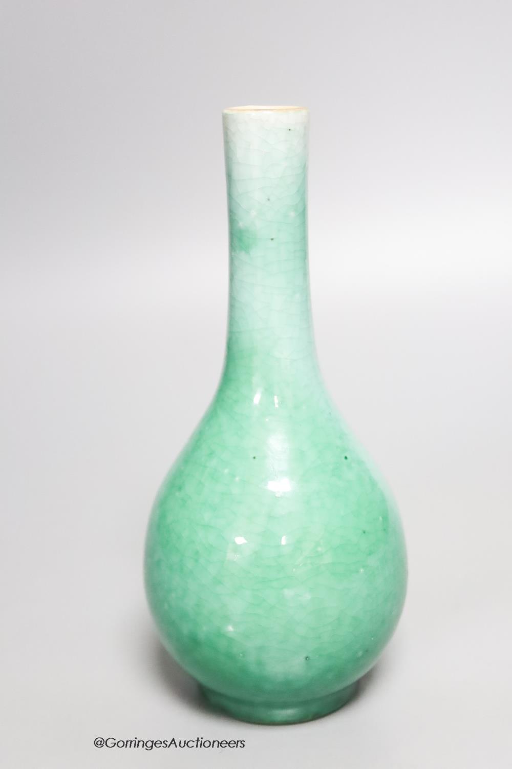 A Chinese green crackle glazed bottle vase, height 19cm - Image 3 of 4