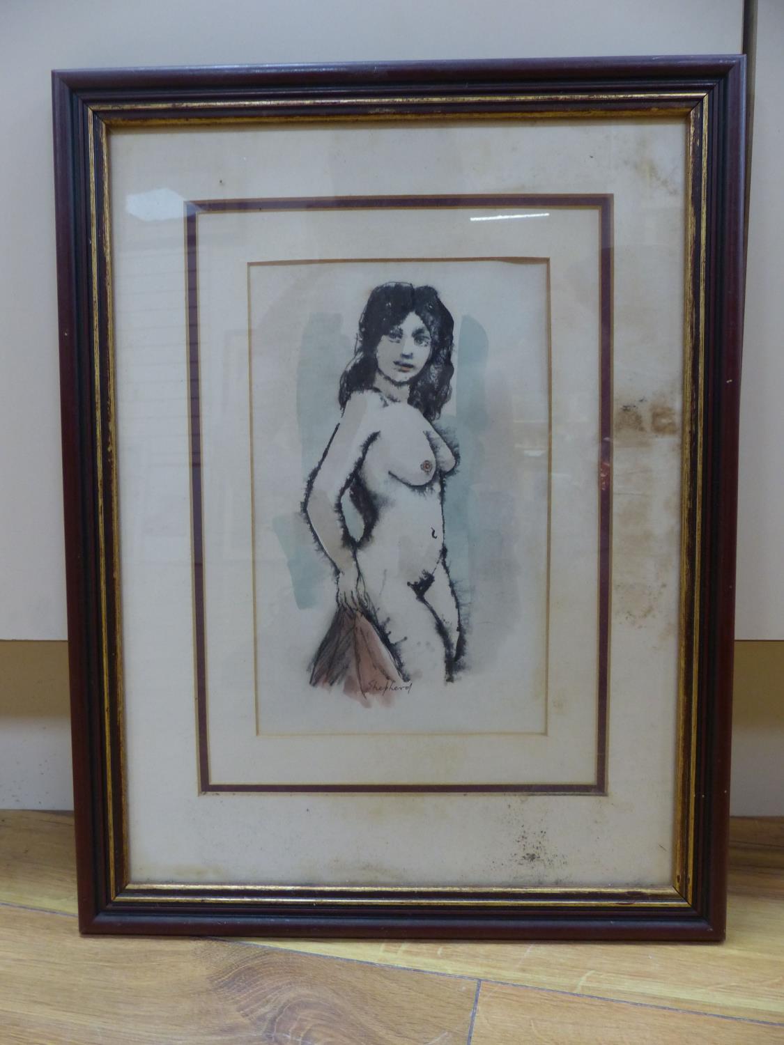 Sydney Horne Shepherd (1909-1993), charcoal and watercolour, Female nude, signed, 23 x 15cm - Image 2 of 4