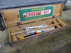 A Jacques Croquet set, pine cased