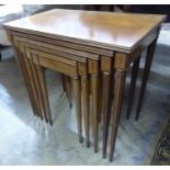 A quartetto of banded and inlaid mahogany tea tables, W.59cm D.37cm H.57cm