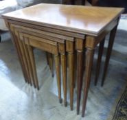 A quartetto of banded and inlaid mahogany tea tables, W.59cm D.37cm H.57cm