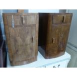 A pair of Art Deco walnut bedside cabinets, W.38cm D.38cm H.67cm
