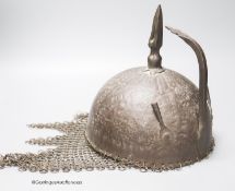 An Indian Mughal iron and chain helmet, Khula Khud