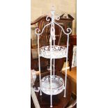 A painted metal two tier stand, height 96cm