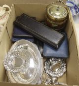 A collection of cased silver plated cutlery and mixed silver plate