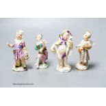 Two mid 18th century Meissen figures of Cupid in disguise and two similar 19th century figures,