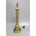 A brass Corinthian column table lamp base, height 47cm exc. light fitting