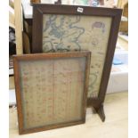 A Victorian alphabet sampler, 46 x 38cm, and a map sampler