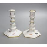 A pair of 20th century Meissen dwarf candlesticks, height 13cm