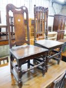 Two late 17th / early 18th century oak side chairs
