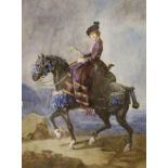 L G S, 1923, watercolour, Lady equestrian, signed and dated 1923, 35 x 28cm.