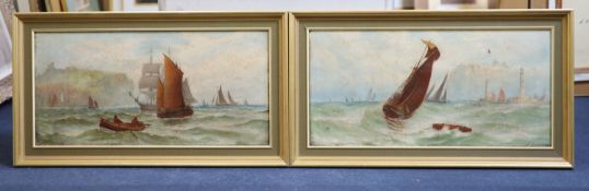 Joseph Eaman (1853-1907)Scarborough Harbourpair of oils on canvassigned29 x 60cm.