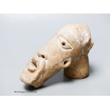 An African Tribal terracotta mask, length 16cm
