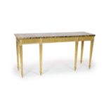 An Adam style giltwood marble topped console table, length 187cm, depth 54cm, height 90cm
