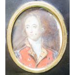 A 19th century portrait miniature, study of an officer (a.f.), together with another portrait